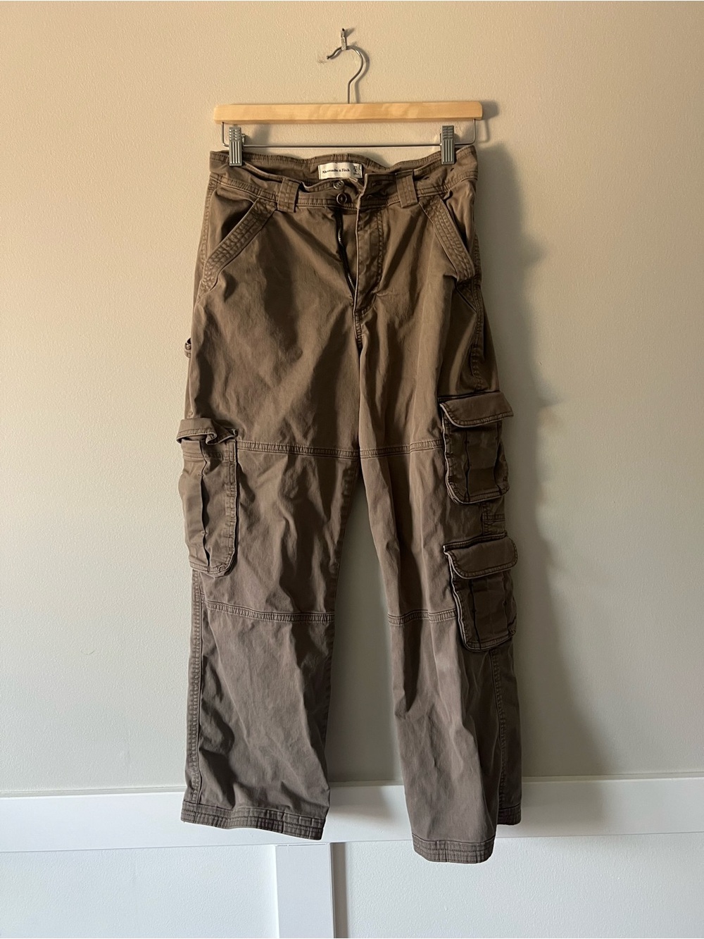 Abercrombie & Fitch Cargo Pants 27 Short Brown Utility Wide Leg Y2K Parachute